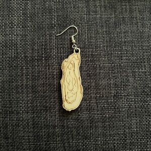 Natural Wood Singular Dangle Earring